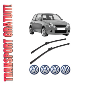 Set stergatoare Volkswagen LUPO I (6X1, 6E1) din 1998-2005, pentru parbriz auto, 2 bucati, Bosch Aerotwin, din cauciuc siliconat rezistent, 4 Stickere Auto Volkswagen