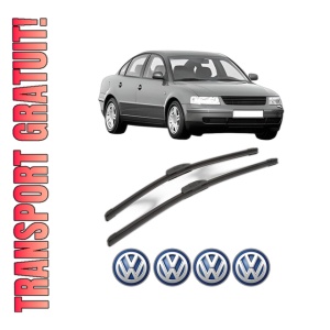 Set stergatoare Volkswagen PASSAT B5 (3B2) din 1996-2000, pentru parbriz auto, 2 bucati, Bosch Aerotwin Retrofit, din cauciuc siliconat rezistent, 4 Stickere Auto Volkswagen