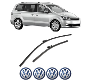 Set stergatoare Volkswagen SHARAN (7N1, 7N2) din 2010-2022, pentru parbriz auto, 2 bucati, Valeo Silencio, din cauciuc siliconat rezistent, 4 Stickere Auto Volkswagen v35088