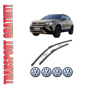 Set stergatoare Volkswagen TAOS (CL1, CP1, CQ1) din 2020-2021, pentru parbriz auto, 2 bucati, Bosch Aerotwin, din cauciuc siliconat rezistent, 4 Stickere Auto Volkswagen