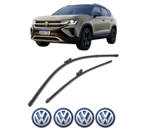 Set stergatoare Volkswagen TAOS (CL1, CP1, CQ1) din 2020-2021, pentru parbriz auto, 2 bucati, Valeo Silencio Xtrm, din cauciuc siliconat rezistent, 4 Stickere Auto Volkswagen v37248