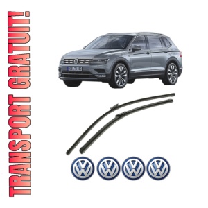Set stergatoare Volkswagen TIGUAN ALLSPACE (BW2, BJ2) din 2017-2021, pentru parbriz auto, 2 bucati, Bosch Aerotwin, din cauciuc siliconat rezistent, 4 Stickere Auto Volkswagen