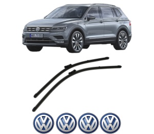 Set stergatoare Volkswagen TIGUAN ALLSPACE (BW2, BJ2) din 2017-2021, pentru parbriz auto, 2 bucati, Valeo Silencio Xtrm, din cauciuc siliconat rezistent, 4 Stickere Auto Volkswagen v35328