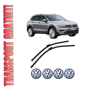 Set stergatoare Volkswagen TIGUAN SUV Van (AD1) din 2016-2020, pentru parbriz auto, 2 bucati, Valeo Silencio Xtrm, din cauciuc siliconat rezistent, 4 Stickere Auto Volkswagen