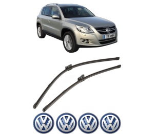 Set stergatoare Volkswagen TIGUAN VAN (5N_) din 2007-2018, pentru parbriz auto, 2 bucati, Valeo Silencio Xtrm, din cauciuc siliconat rezistent, 4 Stickere Auto Volkswagen v35508