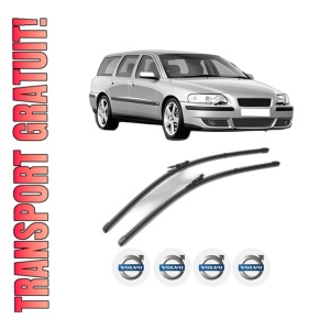 Set stergatoare VOLVO V70 II (285) din 1999-2008, pentru parbriz auto, 2 bucati, Valeo Silencio Xtrm, din cauciuc siliconat rezistent, 4 Stickere Auto VOLVO