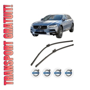 Set stergatoare VOLVO V90 II Cross Country (236) din 2016-2022, pentru parbriz auto, 2 bucati, Valeo Silencio Xtrm, din cauciuc siliconat rezistent, 4 Stickere Auto VOLVO