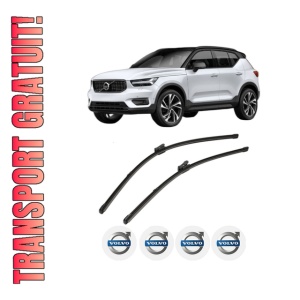 Set stergatoare VOLVO XC40 (536) din 2017-2023, pentru parbriz auto, 2 bucati, Valeo Silencio, din cauciuc siliconat rezistent, 4 Stickere Auto VOLVO