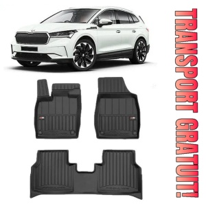 Skoda Enyaq IV Din 04.2021 - Prezent, Suv , Set Covorase Auto Tip Tavita Premium 3D, din cauciuc