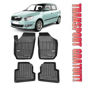 Skoda Fabia II, Hatchback, Din 03.2007 - 10.2014 , Set Covorase Auto Tip Tavita Premium 3D, din cauciuc