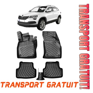 Skoda Karoq 2017-2025 Set 4 covorase auto din cauciuc tip tavita premium line 3D