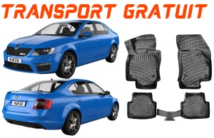 Skoda Octavia III 2012-2020 Set 4 covorase auto din cauciuc tip tavita premium line 3D accesorii pentru autoturismul tau - masina v242112