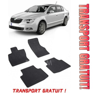 Skoda Superb II, Sedan, fabricat din 2008 - Prezent, set covorase auto dedicate, din cauciuc 100% Premium - Transport Gratuit