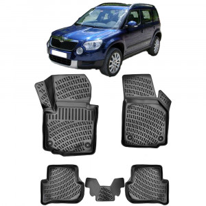 Skoda Yeti 2009-2017 Set 5 covorase auto din cauciuc tip tavita premium line 3D