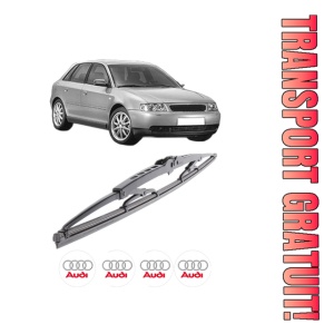 Stergator lamela spate AUDI A3 (8L1) din 1996 - 2003, pentru luneta auto, Bosch Twin, din cauciuc siliconat rezistent, 4 Stickere Auto AUDI