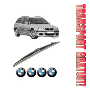 Stergator lamela spate BMW Seria 3 Touring (E46) din 1999 - 2005, pentru luneta auto, Bosch Twin, din cauciuc siliconat rezistent, 4 Stickere Auto BMW