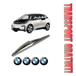 Stergator lamela spate BMW Seria i3 (I01) din 2013, pentru luneta auto, Bosch Twin, din cauciuc siliconat rezistent, 4 Stickere Auto BMW