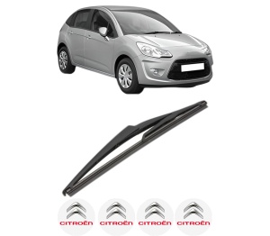 Stergator lamela spate CITROEN C3 II (SC_) din 2009 - 2016, pentru luneta auto, Valeo Silencio, din cauciuc siliconat rezistent, 4 Stickere Auto CITROEN v20068