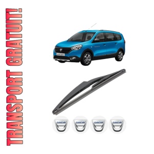 Stergator lamela spate DACIA LODGY (JS_) din 2012, pentru luneta auto, Valeo Silencio, din cauciuc siliconat rezistent, 4 Stickere Auto DACIA