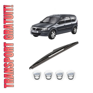 Stergator lamela spate DACIA LOGAN MCV (KS_) din 2007 - 2013, pentru luneta auto, Valeo Silencio, din cauciuc siliconat rezistent, 4 Stickere Auto DACIA