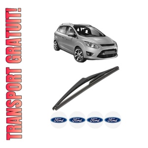 Stergator lamela spate FORD C-MAX II (DXA/CB7, DXA/CEU) din 2010 - 2019, pentru luneta auto, Valeo Silencio, din cauciuc siliconat rezistent, 4 Stickere Auto FORD