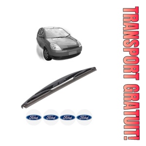 Stergator lamela spate FORD FIESTA V (JH_, JD_) din 2001 - 2008, pentru luneta auto, Bosch Twin, din cauciuc siliconat rezistent, 4 Stickere Auto FORD