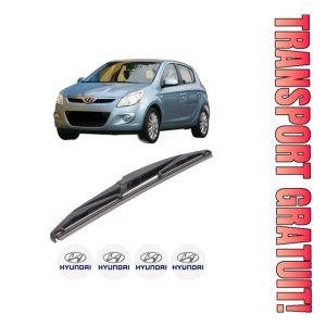 Stergator lamela spate HYUNDAI i20 I (PB, PBT) din 2008 - 2015, pentru luneta auto, Bosch Twin, din cauciuc siliconat rezistent, 4 Stickere Auto HYUNDAI