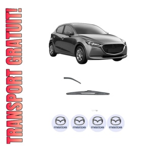 Stergator lamela spate MAZDA 2 Hatchback (KB) din 2022, pentru luneta auto, Valeo Silencio, din cauciuc siliconat rezistent, 4 Stickere Auto MAZDA
