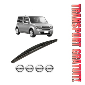 Stergator lamela spate NISSAN CUBE (Z12) din 2009, pentru luneta auto, Bosch Twin, din cauciuc siliconat rezistent, 4 Stickere Auto NISSAN