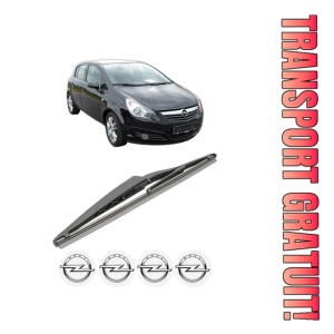 Stergator lamela spate OPEL CORSA D (S07) din 2006 - 2014, pentru luneta auto, Bosch Twin, din cauciuc siliconat rezistent, 4 Stickere Auto OPEL