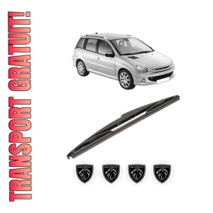 Stergator lamela spate PEUGEOT 206 SW (2E/K) din 2002 - 2008, pentru luneta auto, Valeo Silencio, din cauciuc siliconat rezistent, 4 Stickere Auto PEUGEOT