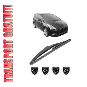 Stergator lamela spate PEUGEOT 5008 I Van (0U_) din 2009 - 2017, pentru luneta auto, Valeo Silencio, din cauciuc siliconat rezistent, 4 Stickere Auto PEUGEOT