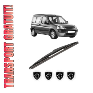 Stergator lamela spate PEUGEOT PARTNER TEPEE din 2008 - 2018, pentru luneta auto, Valeo Silencio, din cauciuc siliconat rezistent, 4 Stickere Auto PEUGEOT