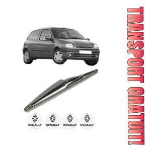 Stergator lamela spate RENAULT CLIO II (BB_, CB_) din 1998 - 2016, pentru luneta auto, Bosch Twin, din cauciuc siliconat rezistent, 4 Stickere Auto RENAULT