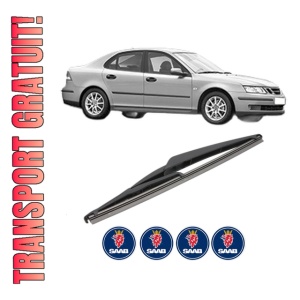 Stergator lamela spate SAAB 9-3 (YS3F, E79, D79, D75) din 2002 - 2015, pentru luneta auto, Valeo Silencio, din cauciuc siliconat rezistent, 4 Stickere Auto SAAB