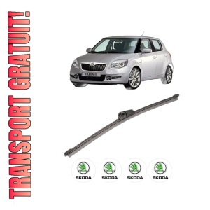 Stergator lamela spate SKODA FABIA II (542) din 2006 - 2014, pentru luneta auto, Valeo Silencio Xtrm, din cauciuc siliconat rezistent, 4 Stickere Auto SKODA