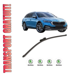 Stergator lamela spate SKODA Octavia IV (NX3, NN3, PV3) din 2020, pentru luneta auto, Valeo Silencio Xtrm, din cauciuc siliconat rezistent, 4 Stickere Auto SKODA - Img 1