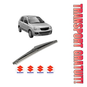 Stergator lamela spate SUZUKI ALTO K10 din 2012 - 2015, pentru luneta auto, Bosch Twin, din cauciuc siliconat rezistent, 4 Stickere Auto SUZUKI