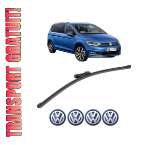 Stergator lamela spate Volkswagen TOURAN (5T1) din 2015 - 2022, pentru luneta auto, Valeo Silencio Xtrm, din cauciuc siliconat rezistent, 4 Stickere Auto VW