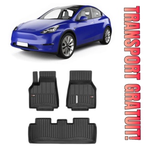 Tesla Model Y Din 2021 - Prezent, Sedan , Set Covorase Auto Tip Tavita Premium 3D, din cauciuc