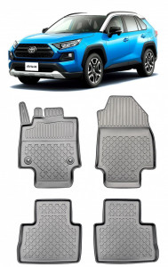 Toyota Rav4 V, Suv, Din 01.2019 - Prezent, Cutie Manuala , Set Covorase Auto Tip Tavita Premium 3D, din cauciuc accesorii pentru autoturismul tau - masina v173224