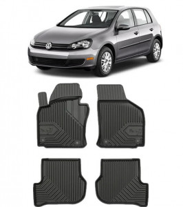 Volkswagen Golf 6 Din 06.2007 - 09.2012, Hatchback , Set Covorase Auto Tip Tavita Premium 3D, din cauciuc accesorii pentru autoturismul tau - masina v167768