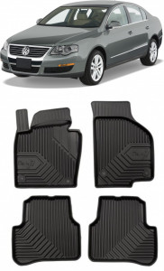 Volkswagen Passat B6 Din 2005 - 10.2009, Sedan , Set Covorase Auto Tip Tavita Premium 3D, din cauciuc accesorii pentru autoturismul tau - masina v167801