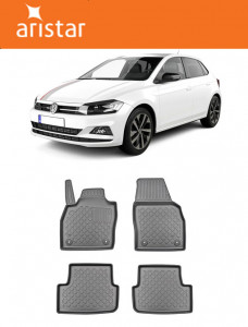 Volkswagen Polo VI, Hatchback, Din 10.2017 - Prezent , Set Covorase Auto Tip Tavita Premium 3D, din cauciuc accesorii pentru autoturismul tau - masina v173978