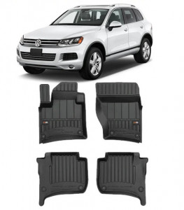 Volkswagen Touareg II, Suv, Din 02.2010 - 03.2018 , Set Covorase Auto Tip Tavita Premium 3D, din cauciuc accesorii pentru autoturismul tau - masina v171943