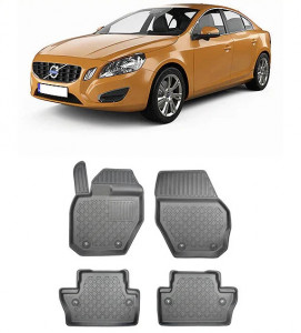 Volvo S60 II, Sedan, Din 06.2010 - 09.2018 , Set Covorase Auto Tip Tavita Premium 3D, din cauciuc accesorii pentru autoturismul tau - masina v174592
