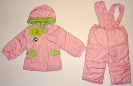 Salopeta cu geaca impermeabila captusita Pink - Haine copii