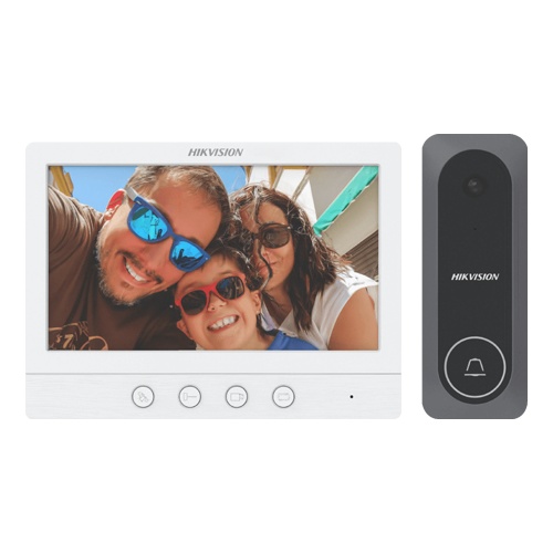 Kit videointerfon analogic, ecran 7 inch, conectare 4 fire pentru 1 familie, IR