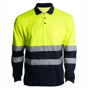 Bluza polo reflectorizanta road galben/bleumarin bumbac/poliester marimea 3XL