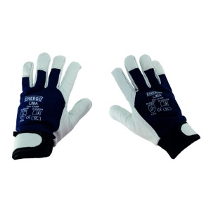 Manusi protectie mecanica manseta velcro lima bleumarin marimea 9 piele capra - Img 1